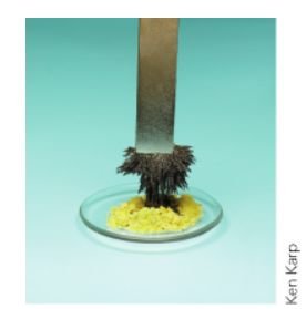 Magnet separating iron filings from sulfur