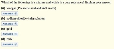 Mixture and pure substance comparison