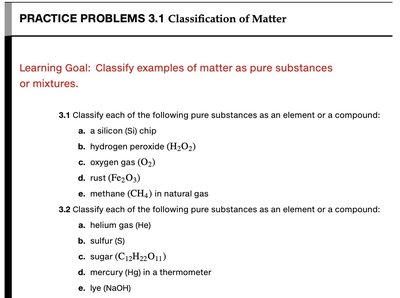 Classification of matter flowchart