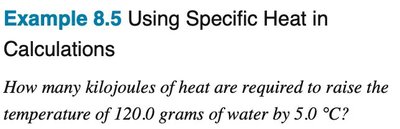 Specific heat calculation setup