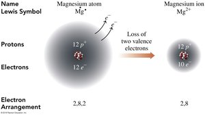 Magnesium atom to magnesium ion electron loss