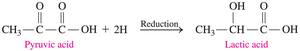 Reduction of pyruvic acid to lactic acid