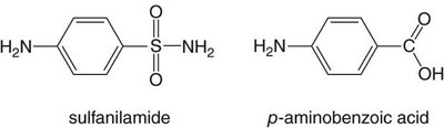 Sulfanilamide and p-aminobenzoic acid structures