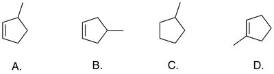 Possible structures for methylcyclopentene