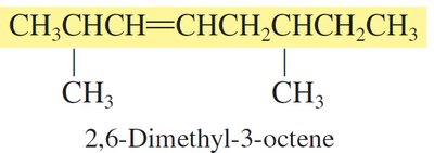 Structure and name of 2,6-dimethyl-3-octene