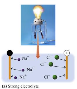 Strong electrolyte: NaCl solution lighting a bulb