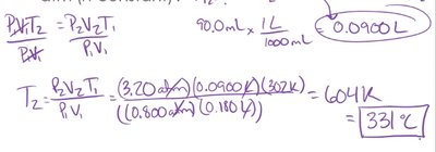 Combined Gas Law calculation example