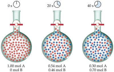 Reaction progress showing change in concentration over time