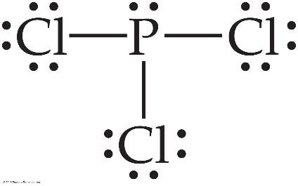 Step 4: Place remaining electrons on central atom in PCl3