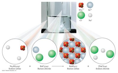 Double replacement reaction: sodium sulfate and barium chloride