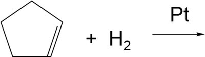 Hydrogenation of cyclopentene
