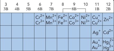 Transition metals with variable charges