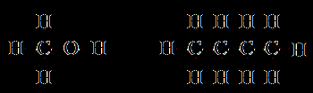 Structural formulas of methyl alcohol and butane