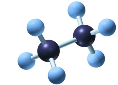 Ball-and-stick model of ethane (C2H6)
