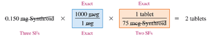 Conversion factor setup for Synthroid tablets