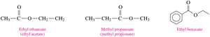 Examples of ester structures and names