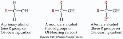 Primary, secondary, and tertiary alcohols