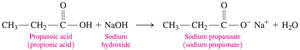 Neutralization of propanoic acid with NaOH
