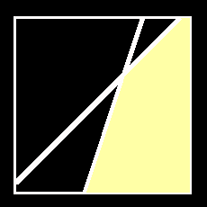 Graph of system y < 3x - 4, y ≤ x + 1