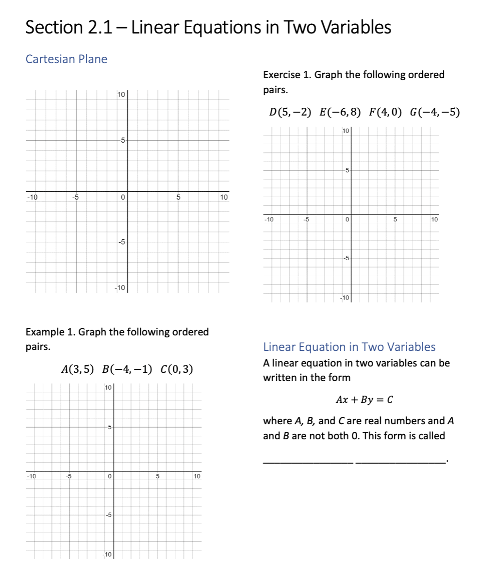 Cartesian plane with grid for plotting points