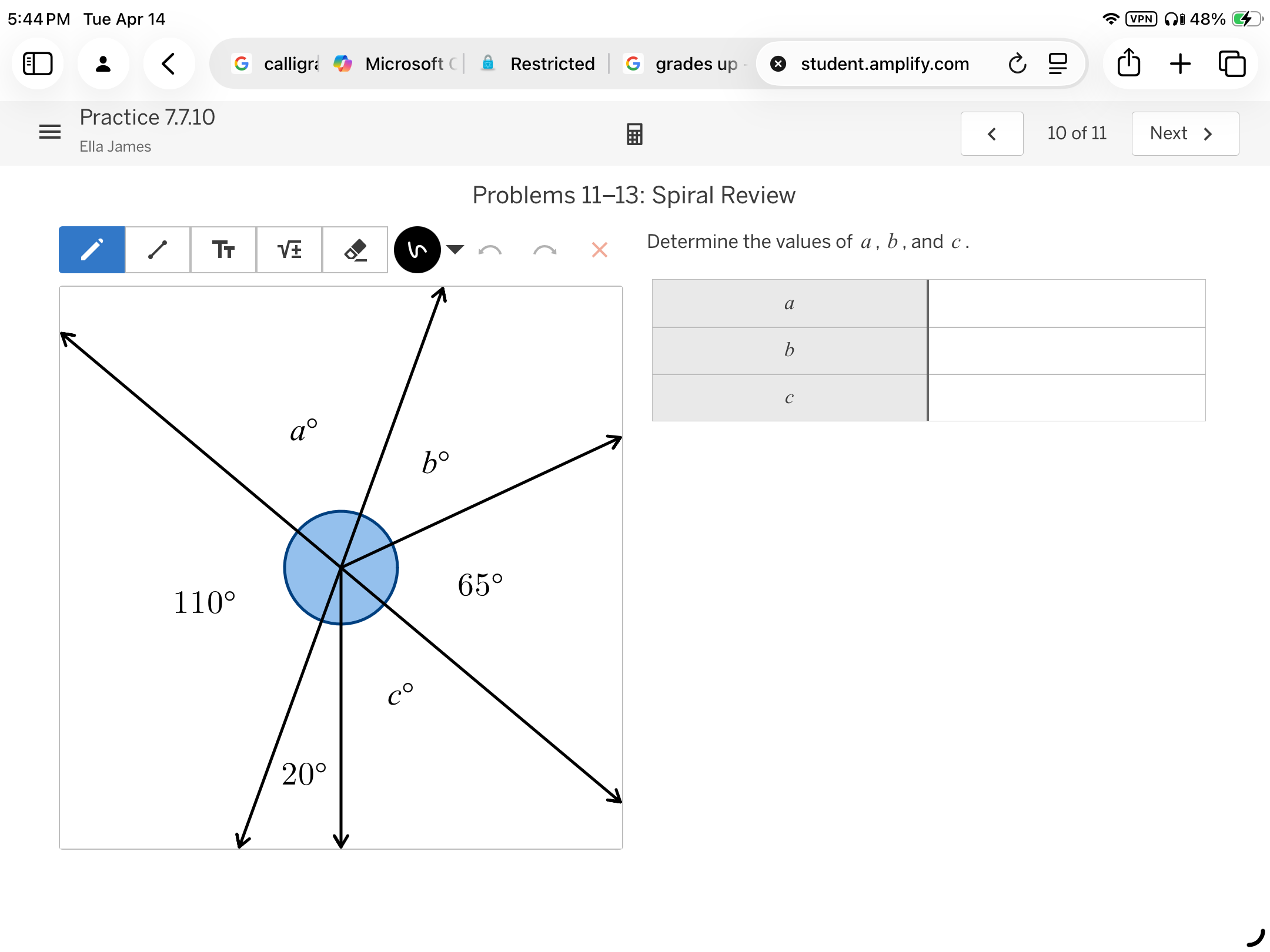 Angles around a point diagram
