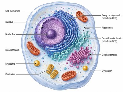 Detailed diagram of an animal cell