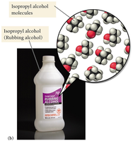 Isopropyl alcohol molecules in rubbing alcohol