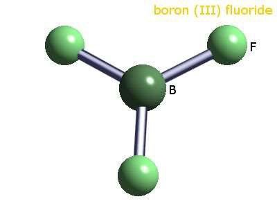 Molecular model of boron trifluoride (BF3), an incomplete octet example