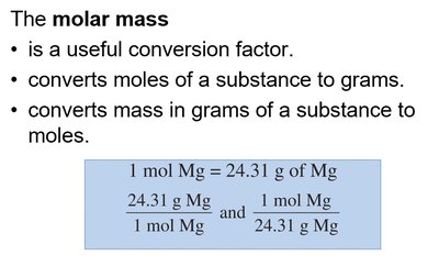 Molar mass as a conversion factor for magnesium
