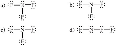 Possible Lewis structures for nitrogen trifluoride
