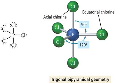Trigonal bipyramidal geometry for PCl5