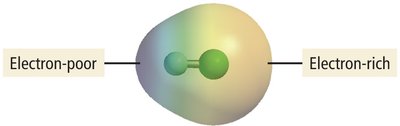 Electron-rich and electron-poor regions in a polar bond