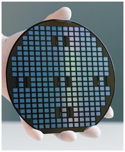 Silicon wafer, a metalloid used in electronics