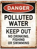Polluted water warning sign