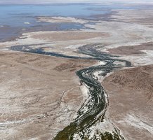Depleted river due to water stress