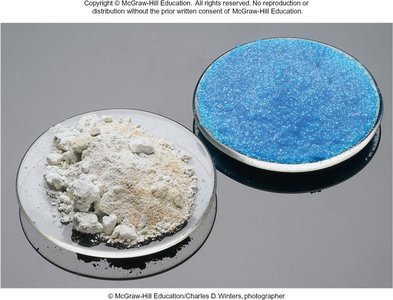 Hydrated and anhydrous copper(II) sulfate