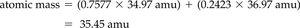 Atomic mass calculation for chlorine