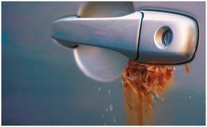 Rust on a car door handle