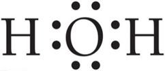 Lewis structure for water showing shared electrons
