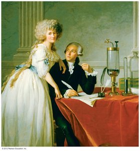 Portrait of Lavoisier and laboratory equipment