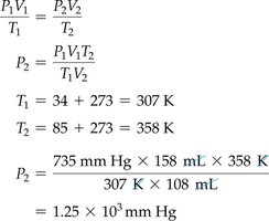 Combined gas law calculation example