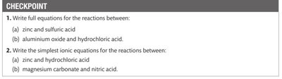 Checkpoint: equations for acid reactions