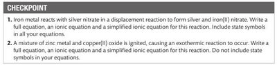 Checkpoint: equations for displacement reactions
