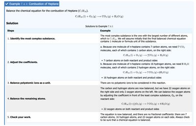 Stepwise example of balancing a combustion reaction