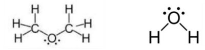 Lewis structures for dimethyl ether and water