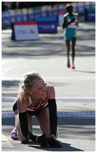 Runner experiencing muscle fatigue