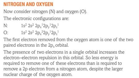 Nitrogen and oxygen ionisation energy explanation