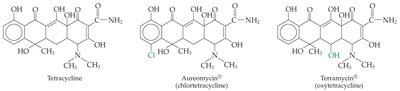 Structures of tetracycline antibiotics