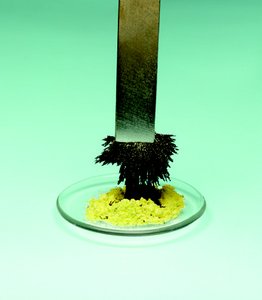 A mixture of iron and sulfur can be separated by using the difference in magnetic attraction.
