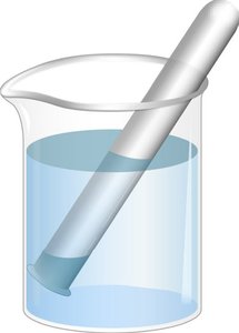 An apparently empty test tube is submerged, mouth downward, in water. Only a small volume of water rises into the tube, which is actually filled with invisible matter: air.